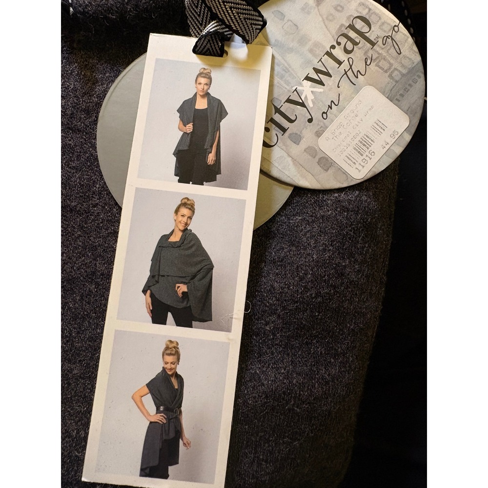 Studio by Demdaco City Wrap Women OS Charcoal Gray New Convertible Multi-way